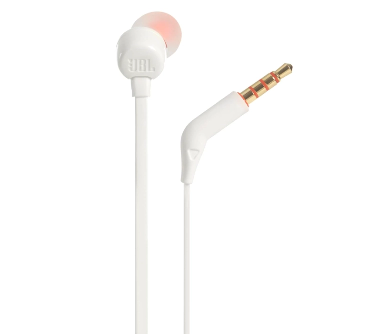 سماعات أذن سلكية داخل الأذن JBL T110 باللون الأبيض