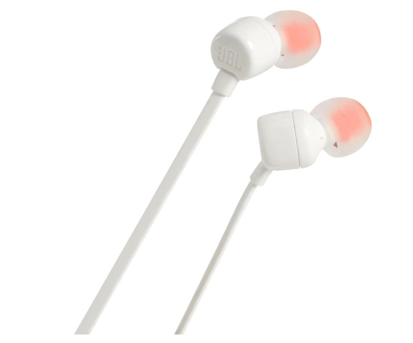 سماعات أذن سلكية داخل الأذن JBL T110 باللون الأبيض