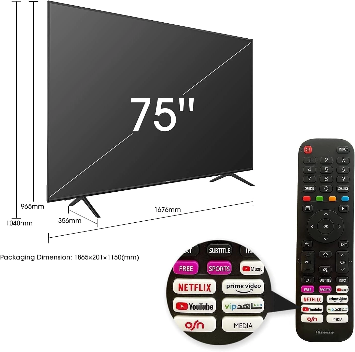 Hisense 75 inch LED 4K UHD Smart TV A62QS