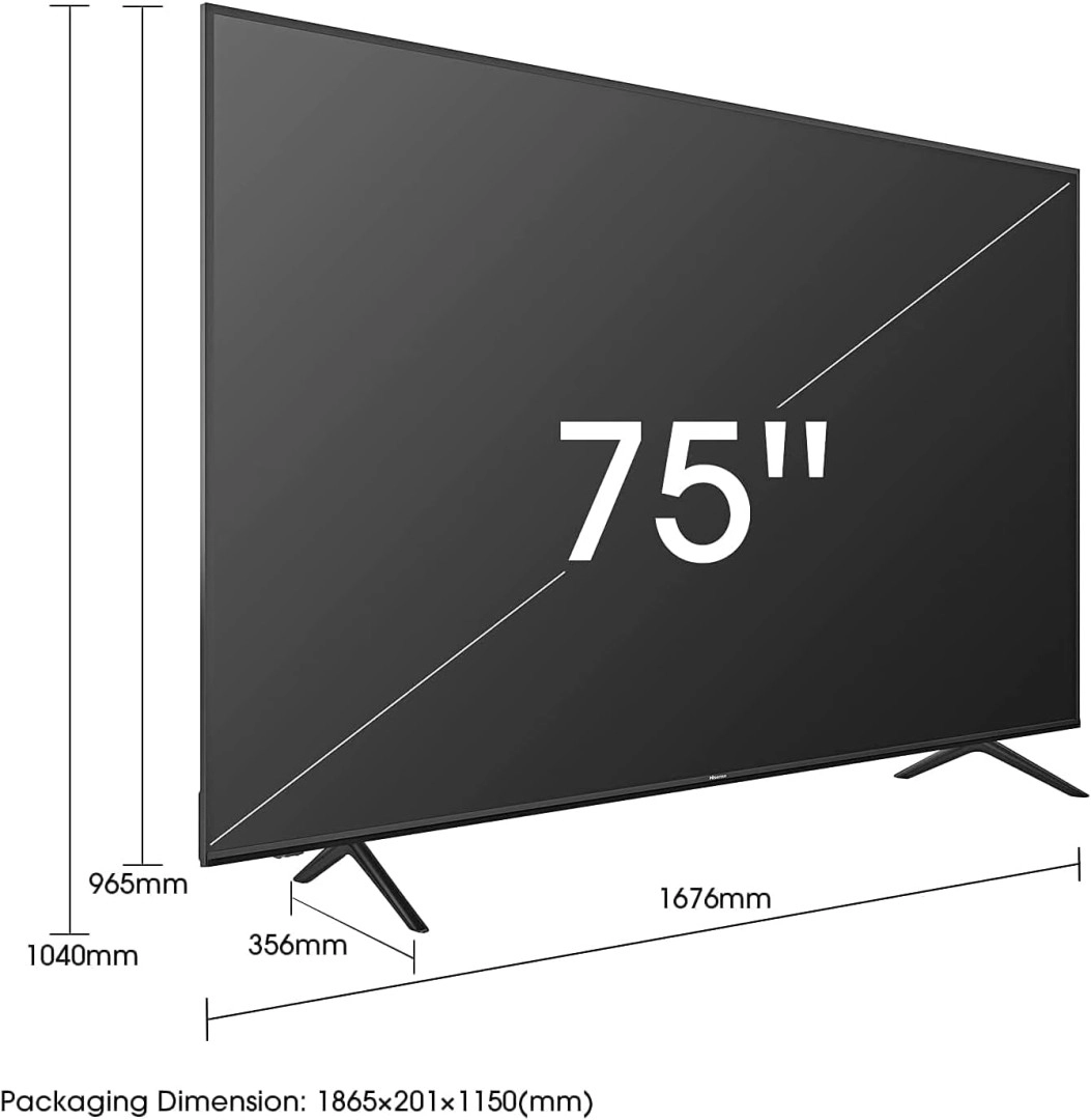 Hisense 75 inch LED 4K UHD Smart TV A62QS