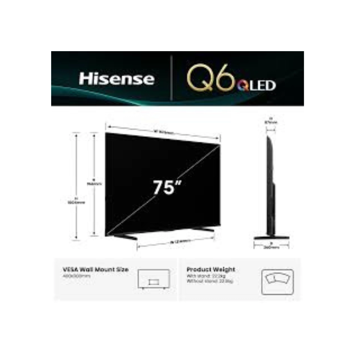 Hisense 75 inch QLED 4K Smart TV Q6Q