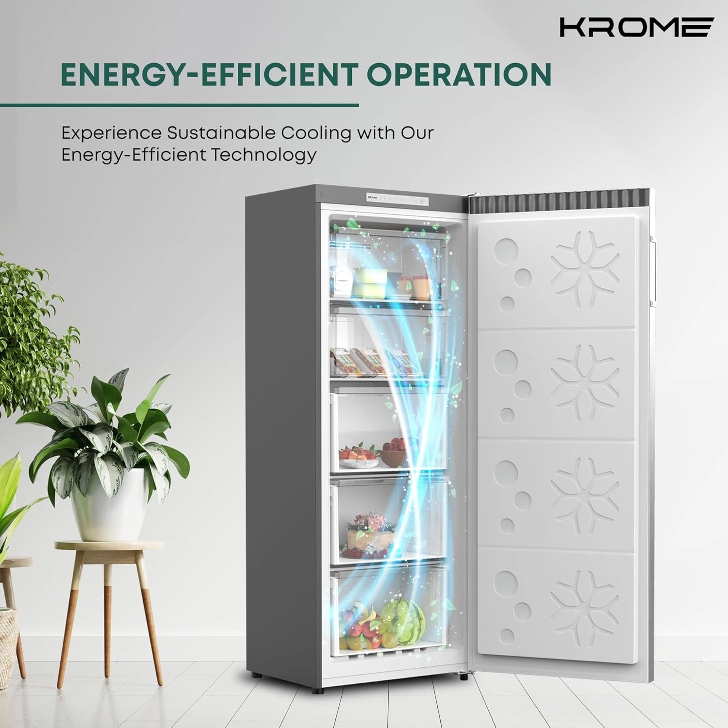 Krome Upright Freezer 220L No Frost Inverter (KR-UF220IM)