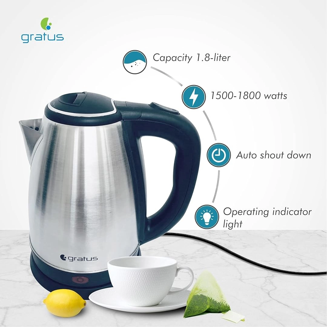 Gratus Electric Kettle 1.8L Stainless Steel 1500-1800W (GKSS1815AC)