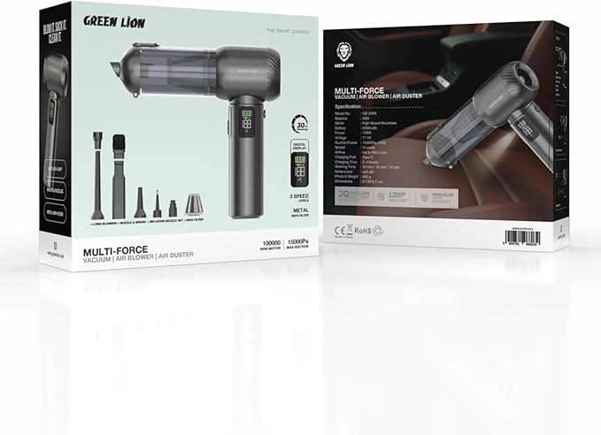 Green Lion GLV-15 مكنسة 3 في 1 ومنفاخ غبار 100000 دورة