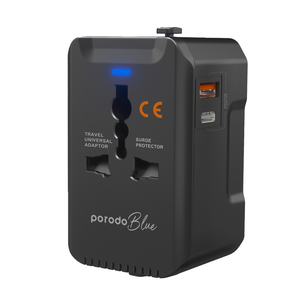 بورودو بلو شاحن عالمي منفذين PD20W QC18W (PB-PD20UTA-BK)