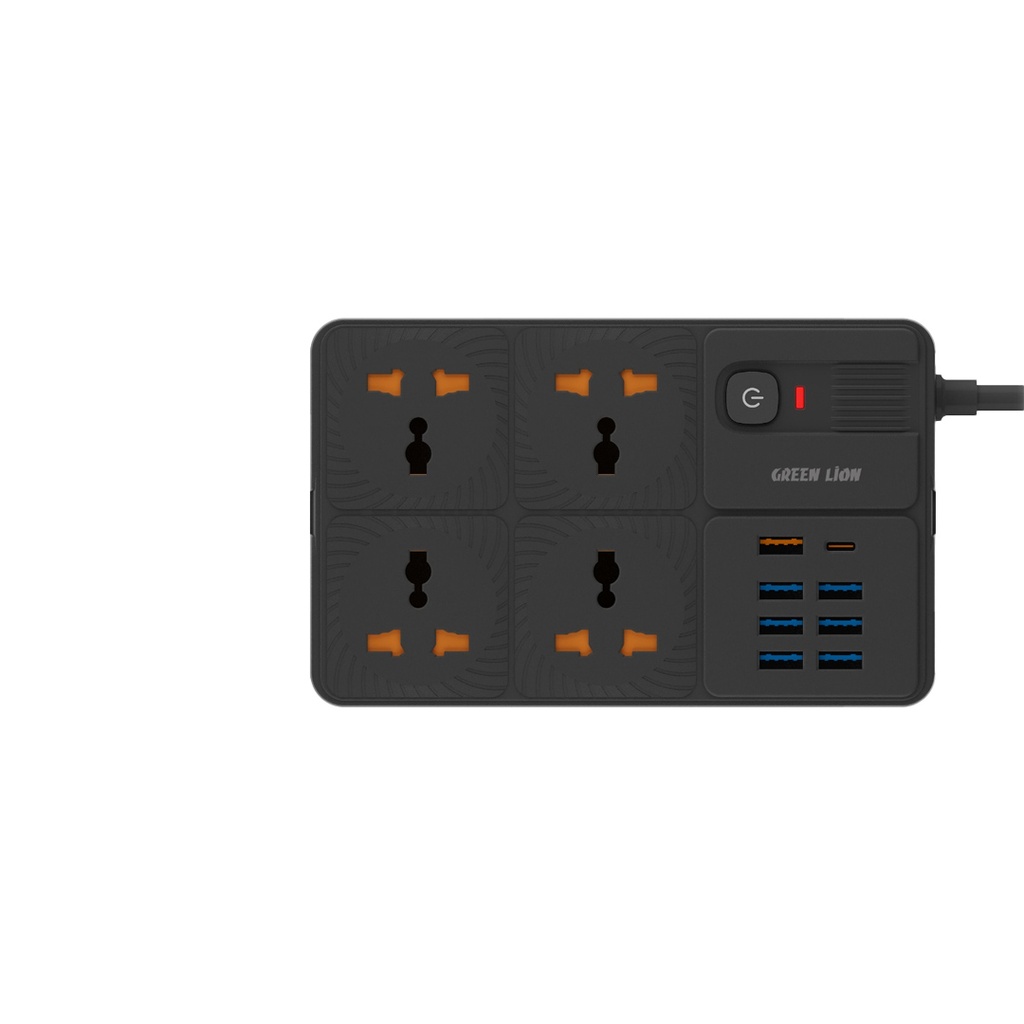 Green Lion مشترك كهربائي مع 7 منافذ USB-A ومنفذ PD