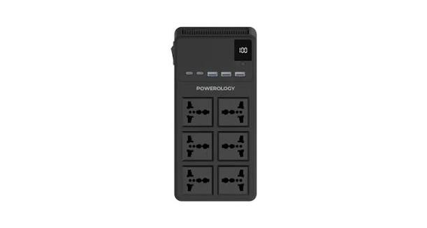 Powerology 2500W 6 AC Power Strip with Built-In Retractable Cables