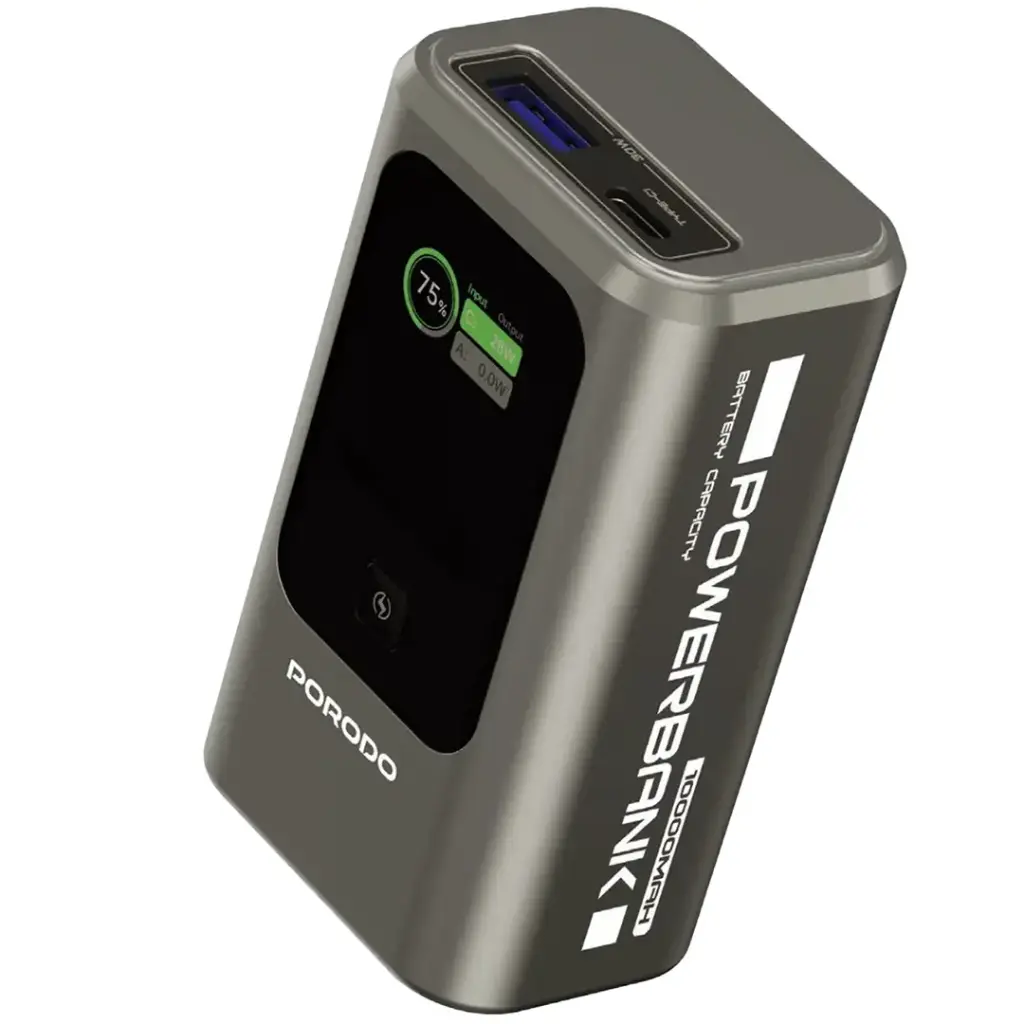 باور بانك Porodo Mini سعة 10000mAh مع شاشة عرض فورية