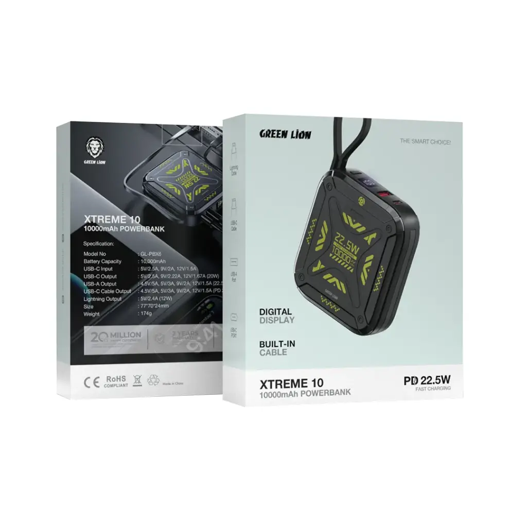 Green Lion Xtreme 10 باور بانك 10000mAh PD 22.5W