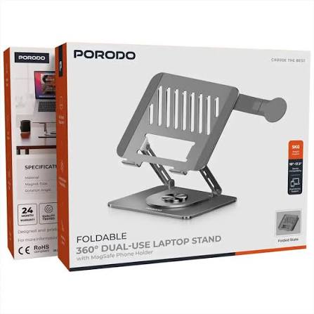 Porodo حامل لابتوب قابل للطي 360° استخدام مزدوج