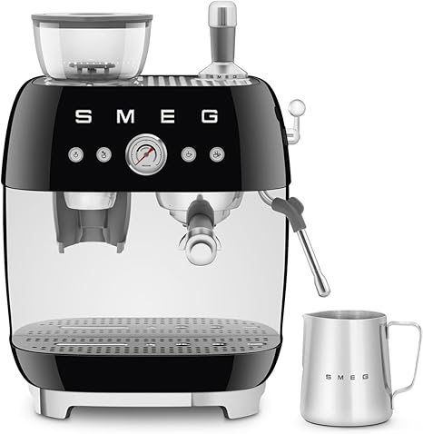 Smeg Espresso Coffee Machine with Grinder Black (EGF03BLUK)