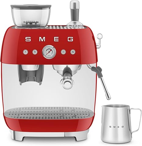 Smeg Espresso Coffee Machine with Grinder Red (EGF03RDUK)