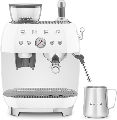 Smeg Espresso Coffee Machine with Grinder White (EGF03WHUK)