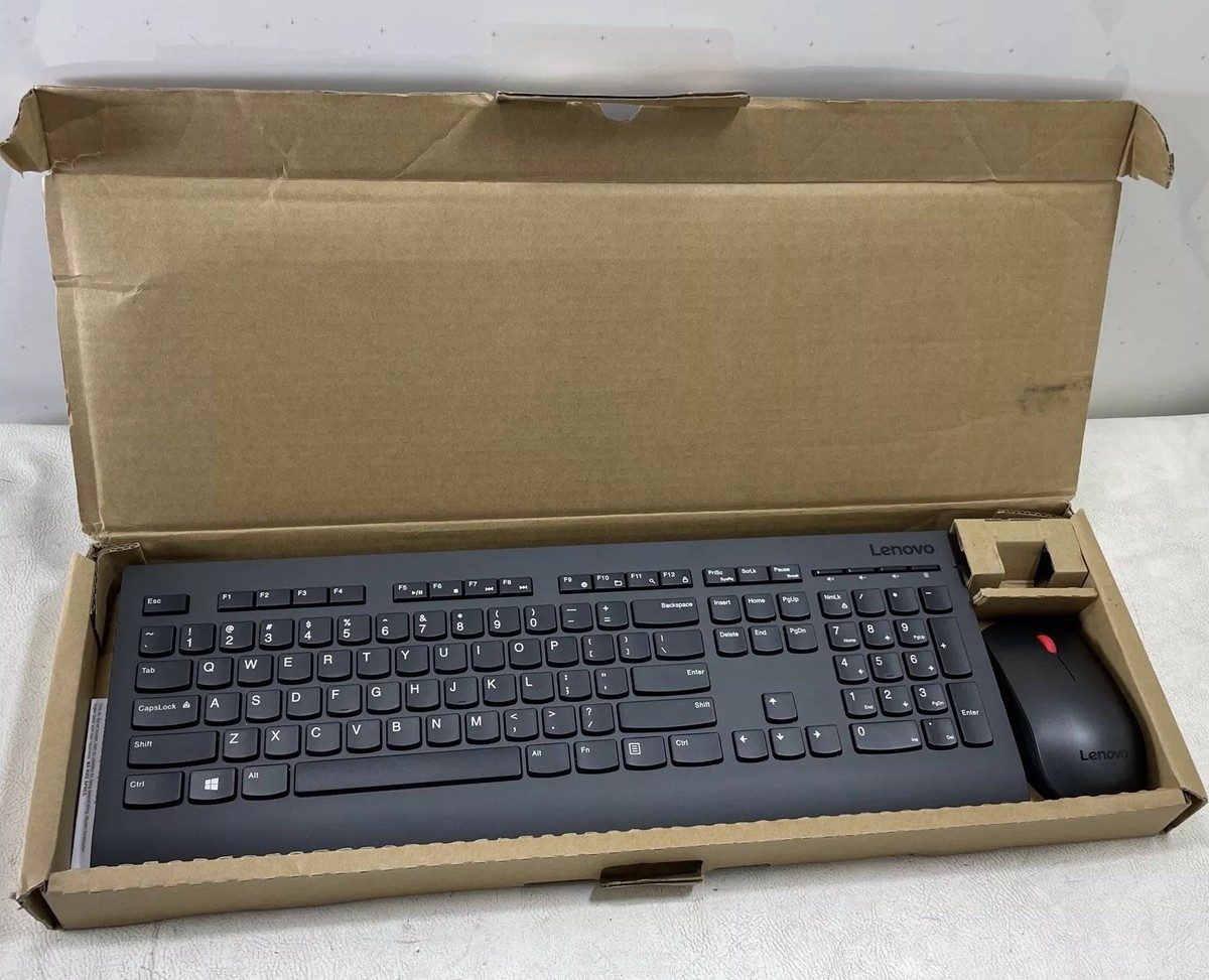 Lenovo مجموعة لوحة مفاتيح وماوس لاسلكية Brown Box