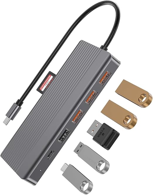 Powerology USB-C хаб 13-в-1 Dual HDMI и DP 4K Ethernet 10Gbps