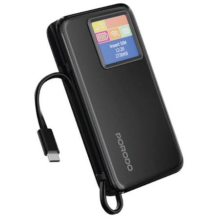 Porodo 4G LTE / Wi-Fi 6 Pocket Router 10000mAh Power Bank